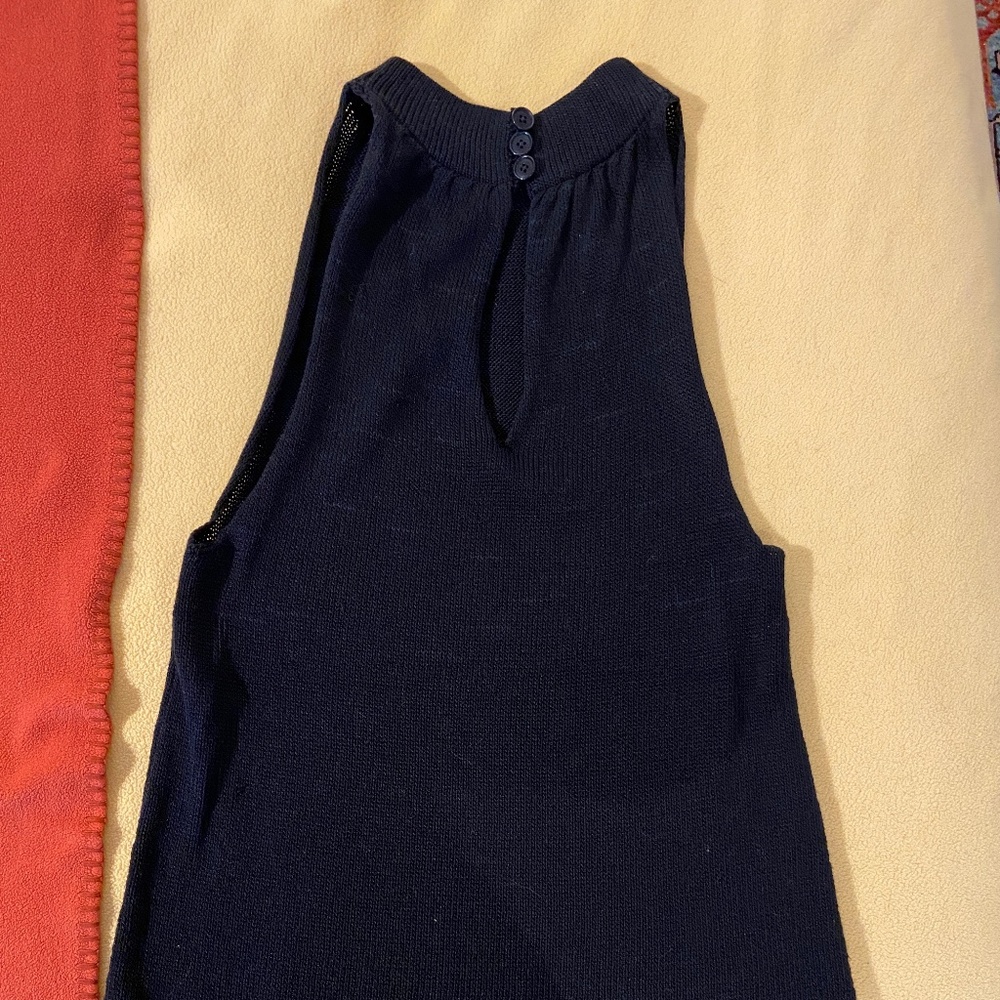 Vintage Classic Era black knit Joan Vass deep armhole top